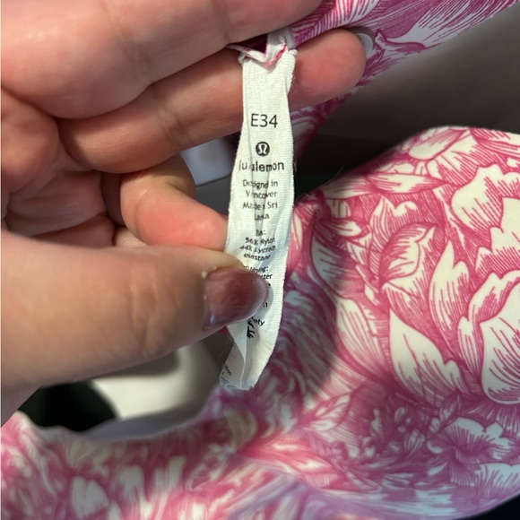 Lululemon Enlite running supportive floral white pink sports bra- 34E - Picture 8 of 11
